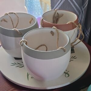 Brand New Trio of Colorful Hanging Planters